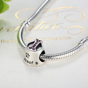PY1150 925 Sterling Silver Woof Paw Print  Charm