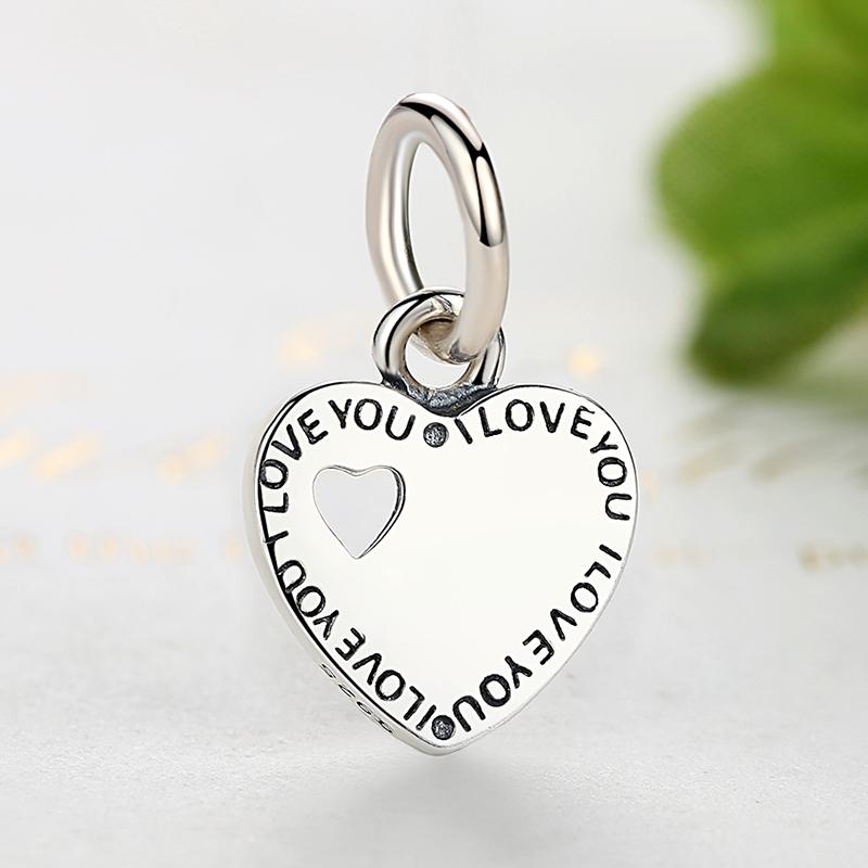 PY1348 925 Sterling Silver You&Me Love Heart Pendant Charm