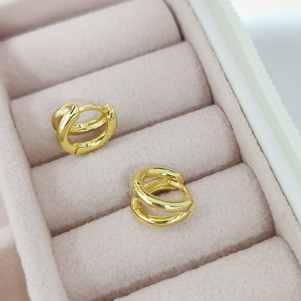 FE1799 925 Sterling Silver Double Band Hoop Erring