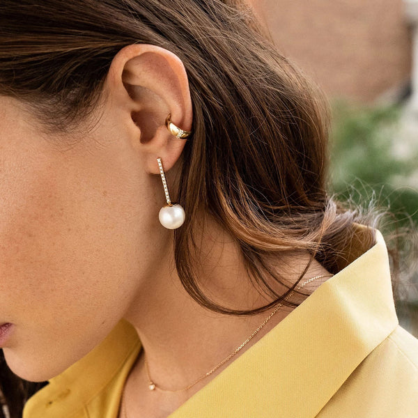 FE0277 925 Sterling Silver Bold Ear Cuff With Diamonds