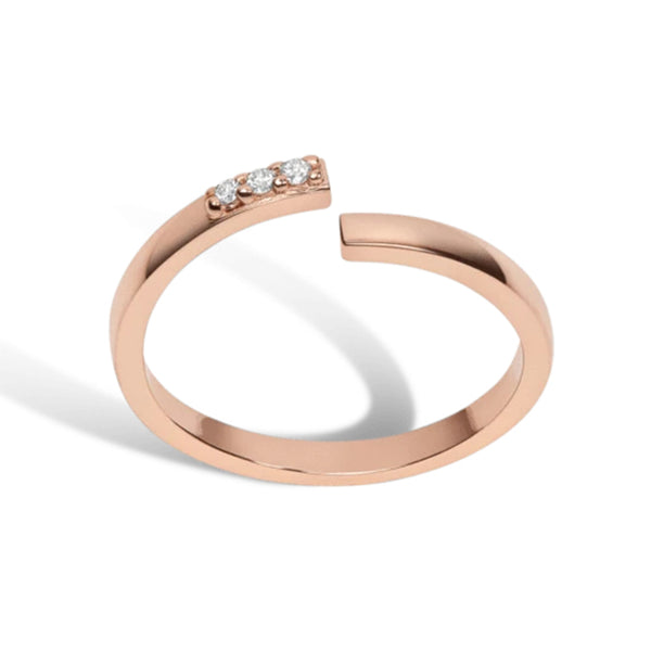 FJ0059 925 Sterling Silver Three Zircon Open Ring