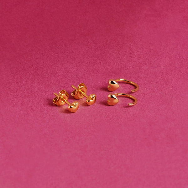 FE1986 925 Sterling Silver Mini Heart Stud Earrings