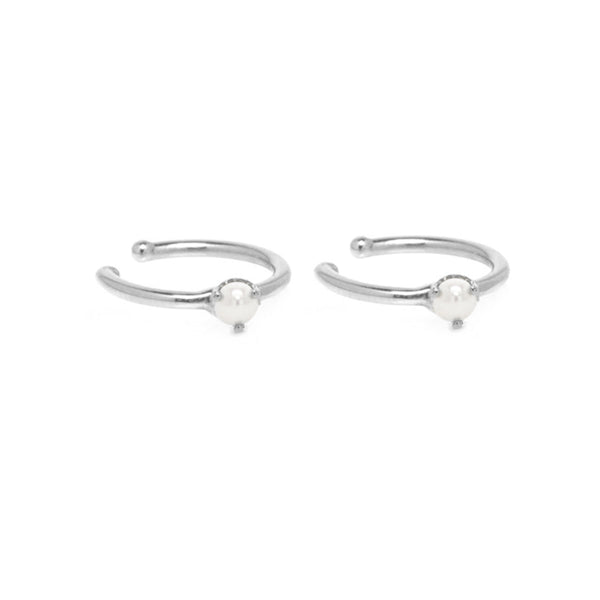 PE0024 925 Sterling Silver Claw Shell Pearl Ear Cuff