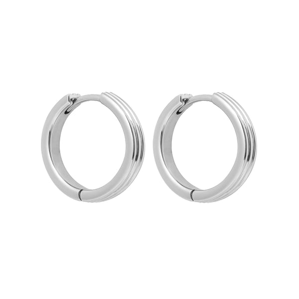 FE2008 925 Sterling Silver Triple Rows Huggir Hoop Earrings