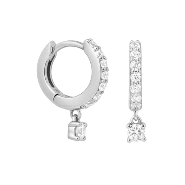 FE2012 925 Sterling Silver Shining CZ Drop Hoop Earrings