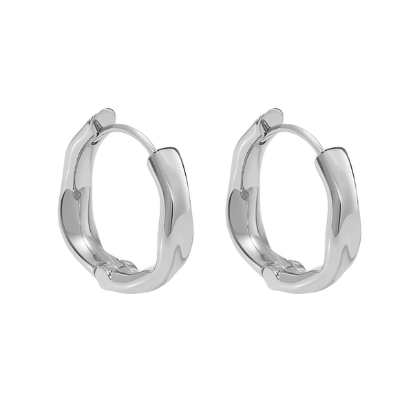 FE1978 925 Sterling Silver Faceted Twist Hoop Earrings