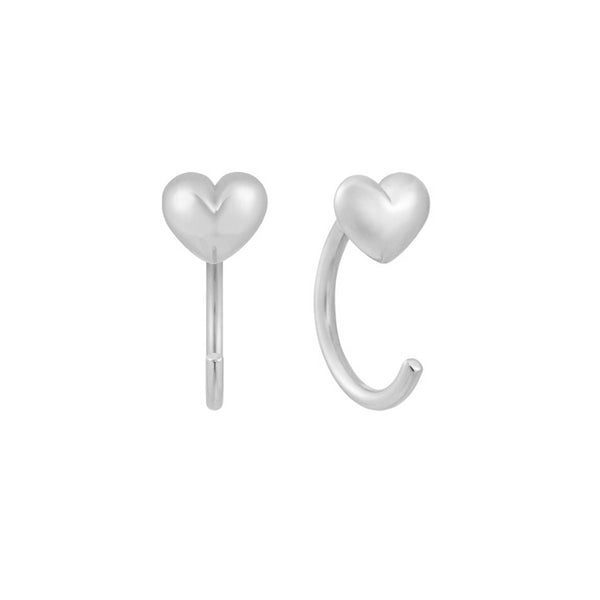 FE1987 925 Sterling Silver Dainty Heart Half Hoop Earrings For Women