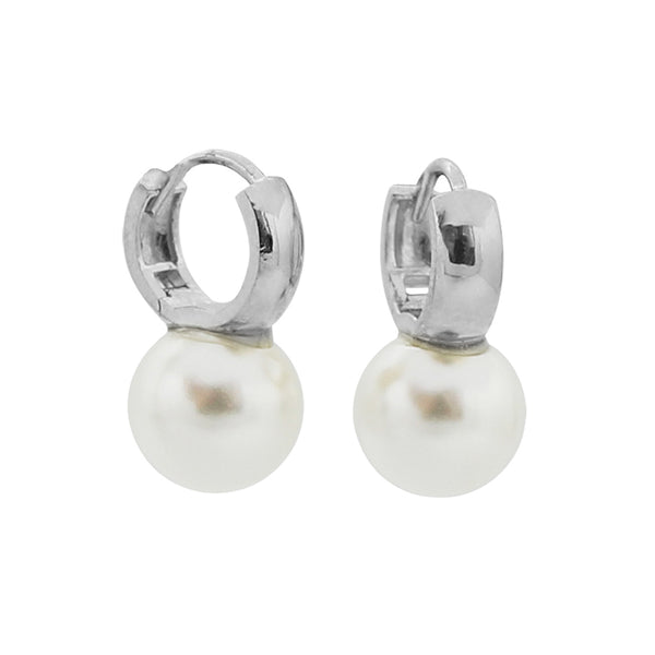 PE0064 925 Sterling Silver Big Shell Pearl Chunky Hoop Earring
