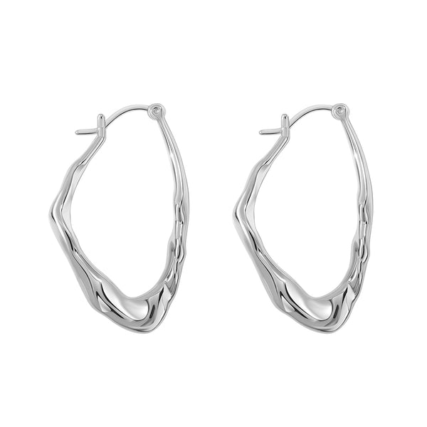 FE1979 925 Sterling Silver Oval Twisted Lave Hoop Earrings