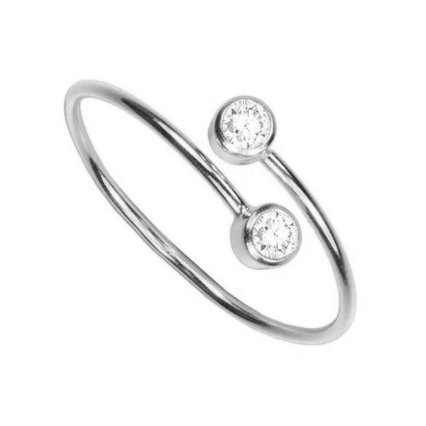FJ0019 925 Sterling Silver Zircon Open Ring