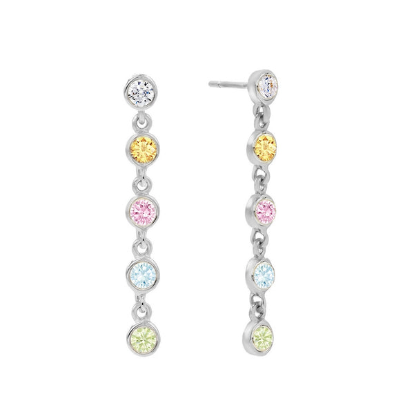 FE0080 925 Sterling Silver Prismatic Bezel Stud Earrings