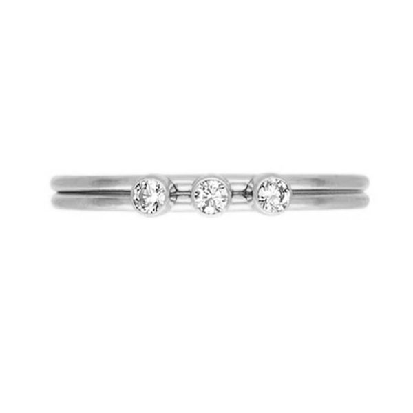 FJ0010 925 Sterling Silver Sparkle Trio Mini Ring