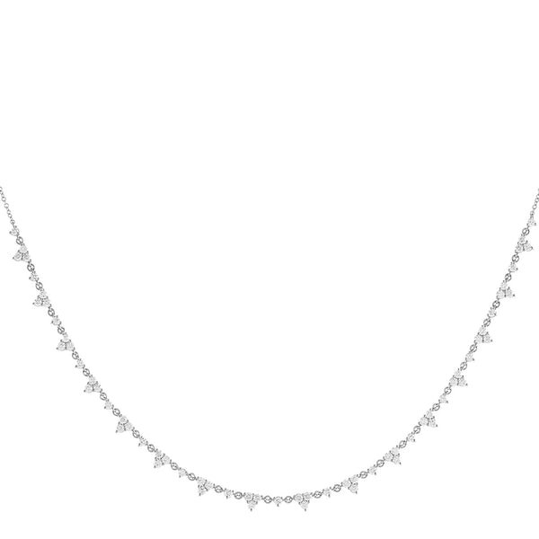 FX0193 925 Sterling Silver Diamond Choker Necklace
