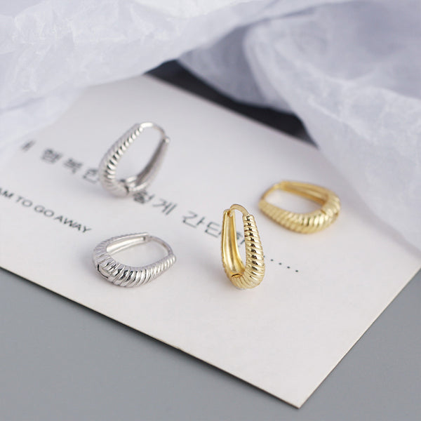 YHE0314 925 Sterling Silver Gemtry Twist Hoop Earrings