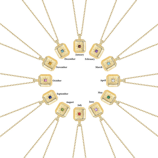 FX0770 925 Sterling Silver Beautiful Birthstone Pendant Necklace