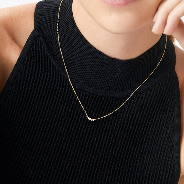 FX0875 925 Sterling Silver Smile Round Bezel Cubic Zirconia Necklace