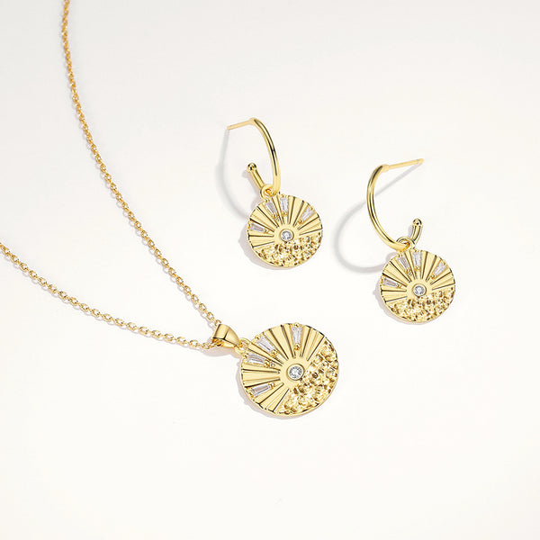 FE1884 925 Sterling Silver Sunrise CZ Dangle Hoop Earrings