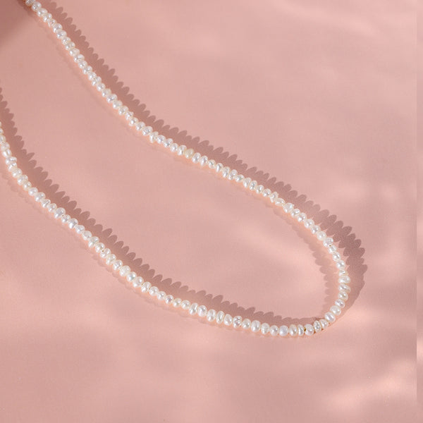 PN0065 925 Sterling Silver 2.5-3MM Freshwater Pearl Pure Women Choker Necklace