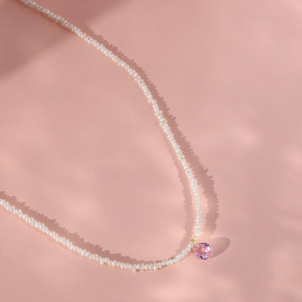 PN0060 925 Sterling Silver Waterdrop Cubic Zirconia & Freshwater Pearl Necklace