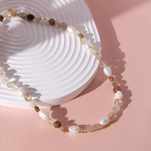 PN0011 925 Sterling Silver Dainty Stone Women Pearl Necklace