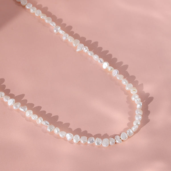 PN0047 925 Sterling Silver 4.5-5mm Freshwater Pearl Pure Women Choker Necklace