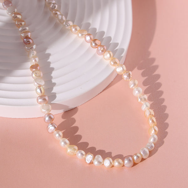 PN0027 925 sterling silver 5-6MM Pink & White Freshwater Pearl Necklace