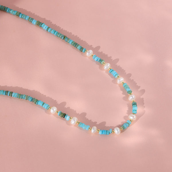 PN0045 925 Sterling Silver Dyed Blue Freshwater Pearl Bead Choker Necklace