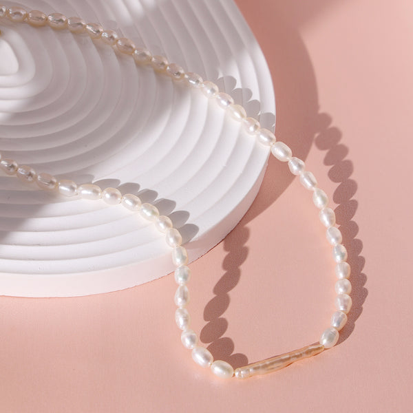 PN0055 925 Sterling Silver 6-7MM Freshwater Pearl Choker Necklace