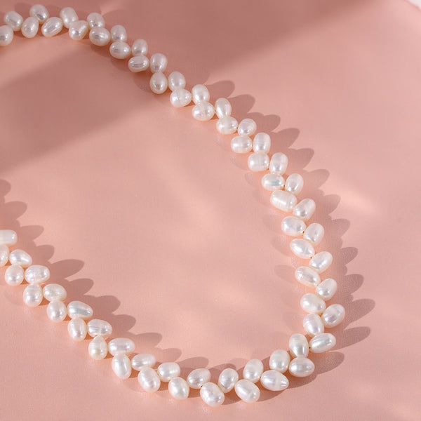 PN0053 925 Sterling Silver 5-6MM Freshwater Pearl Women Choker Necklace