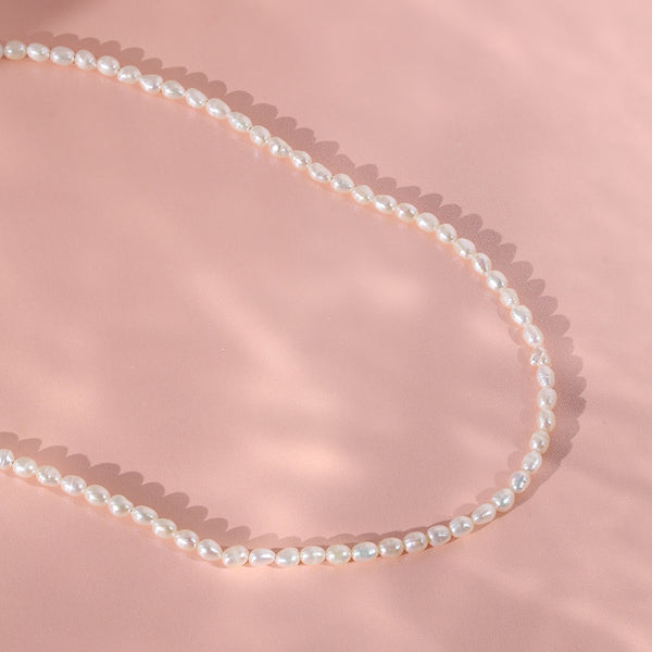 PN0032 925 sterling silver 3-3.5MM White Freshwater Pearl Women Choker Neclace