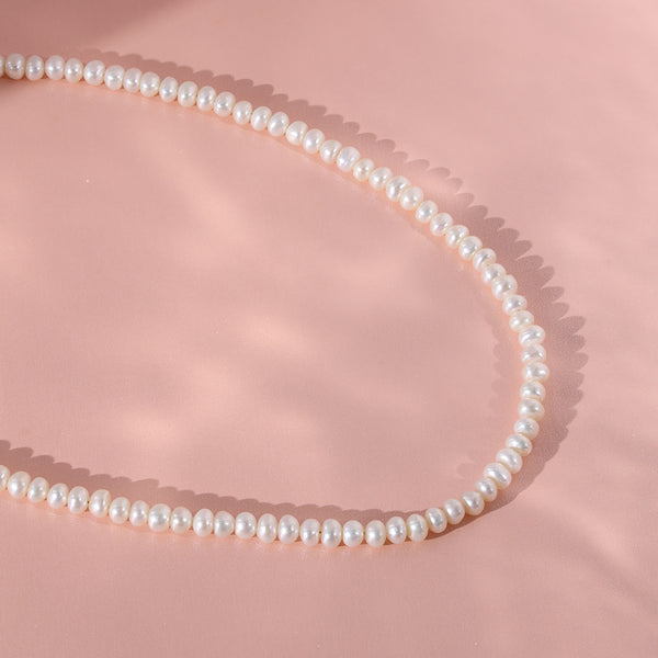 PN0046 925 Sterling Silver 4.5-5MM Freshwater Pearl Pure Women Choker Necklace