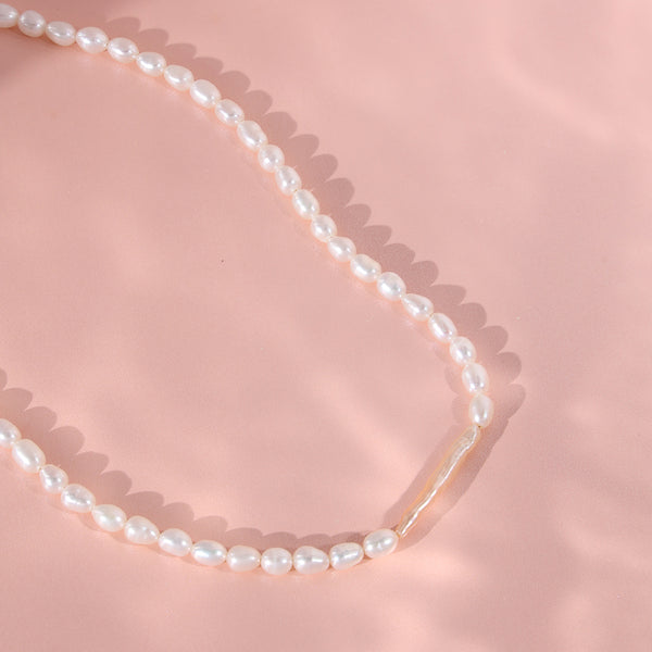 PN0055 925 Sterling Silver 6-7MM Freshwater Pearl Choker Necklace