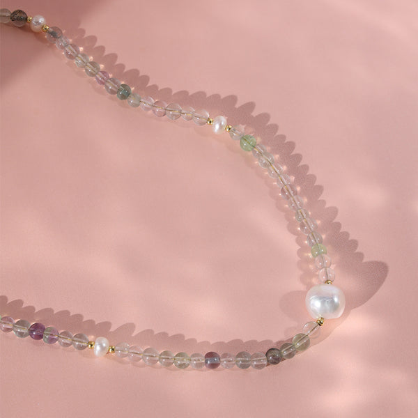 PN0014 925 Sterling Silver Trendy Bead & Pearl Necklace