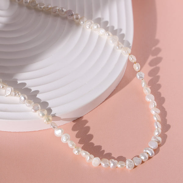 PN0047 925 Sterling Silver 4.5-5mm Freshwater Pearl Pure Women Choker Necklace