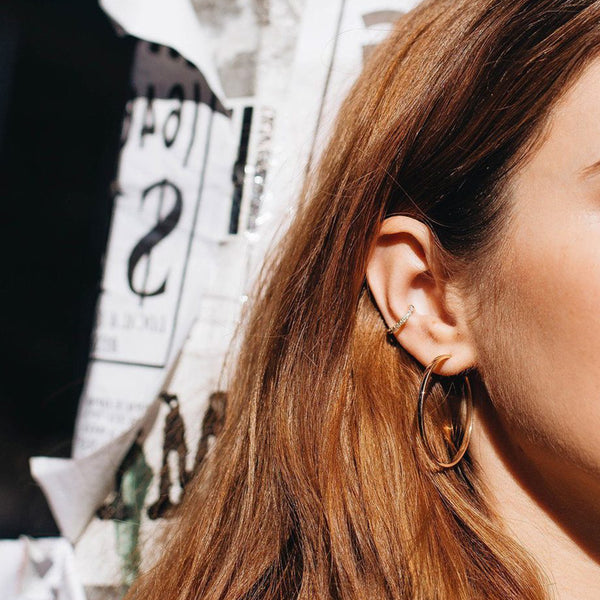 FE1410 925 Sterling Silver Pave Zircon Earrings Cuff