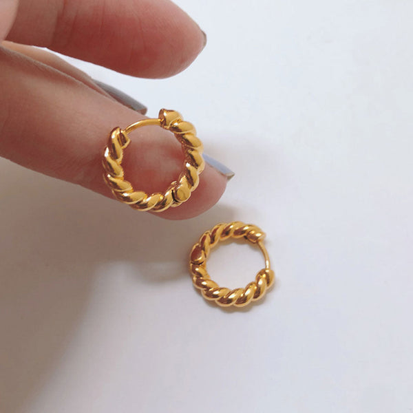 FE1183 925 Sterling Silver Twist Hoop Earrings