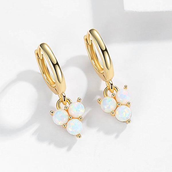 FE0059 Lotus Opal Huggie Earrings