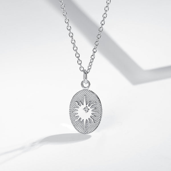 FX0310 925 Sterling Silver Sun Coin Necklace