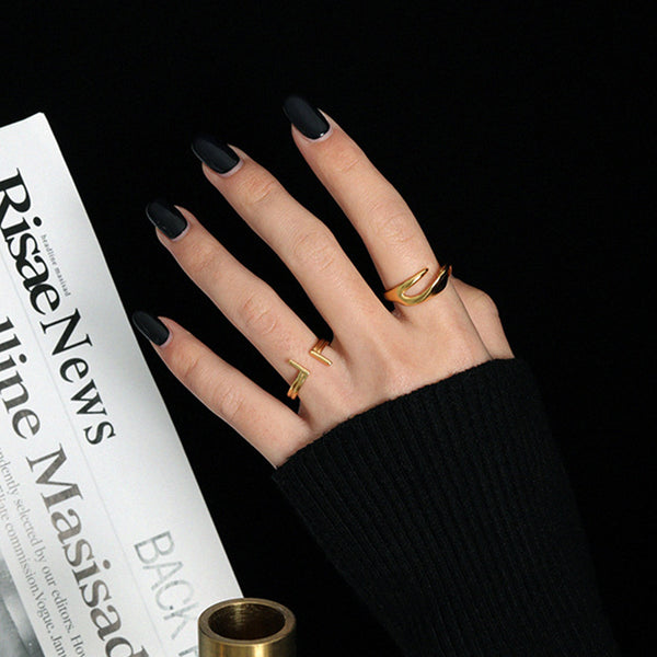 RHJ1095 925 Sterling Silver Irregular Open Ring