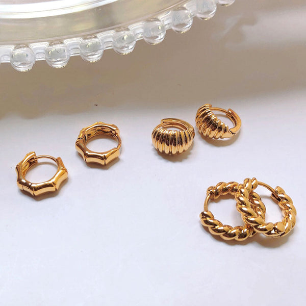 FE1182 925 Sterling Silver Croissant Huggie Earrings