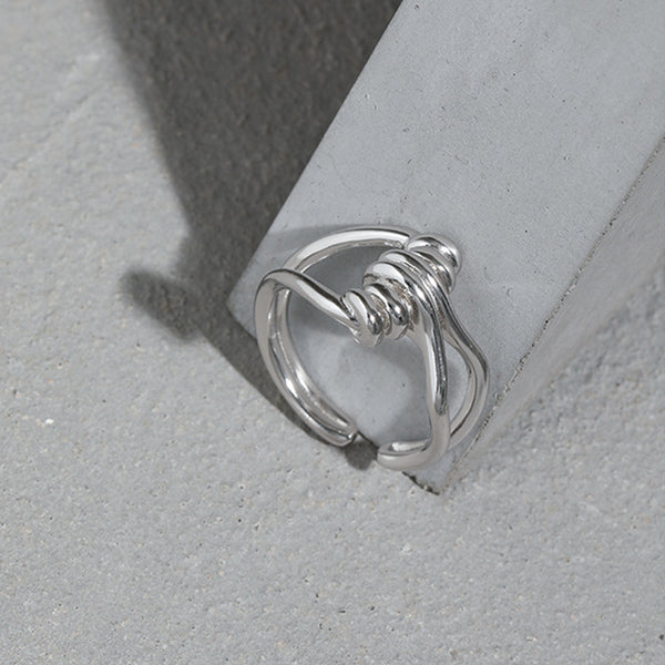 RHJ1102 925 Sterling Silver Knotted Knot Gold Open Ring