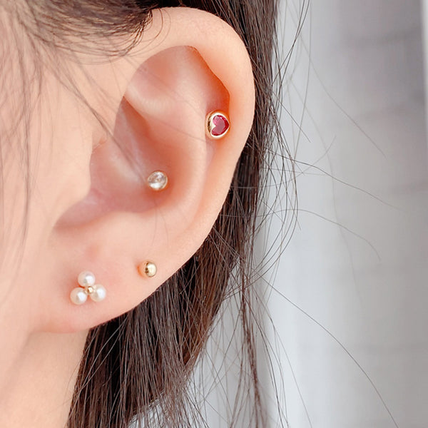 PE0086 925 Sterling Silver White Shell Pearl Floer Stud Earrings