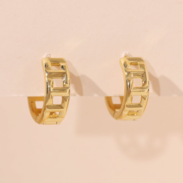 YHE0379 925 Sterling Silver T-shaped Hollow Earrings