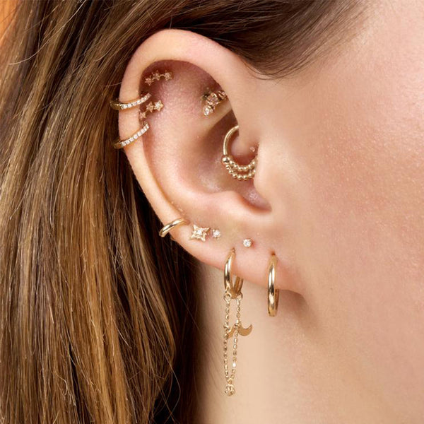 FE1559 925 sterling Silver Star Cubic Zircon Stud Earrings