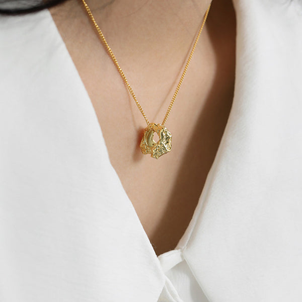 RHX1029 Hammered Irregular Geometry Necklace
