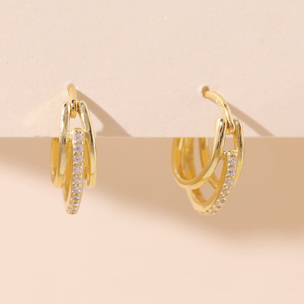 YHE0285 925 Sterling Silver Triple Band Hoop Earring