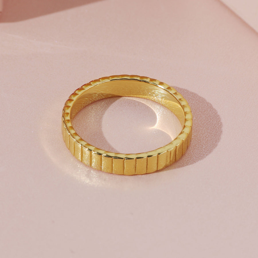 FJ0818 925 Sterling Silver Inspired Gold Ridge Ring