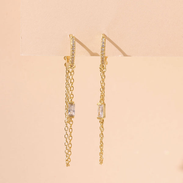 YHE0180 925 Sterling Silver Trendy Tessel Chain Hoop Earring