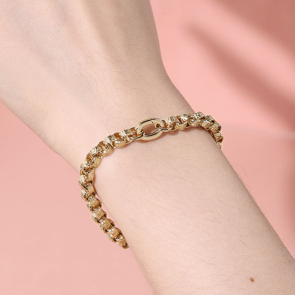 FS0298 925 Sterling Silver Hip Hop Box Chain Bracelet