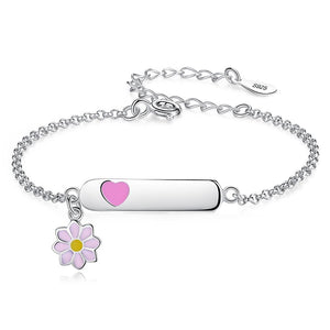 YS1300 925 Sterling Silver Flower&Heart Little Girl Bracelet